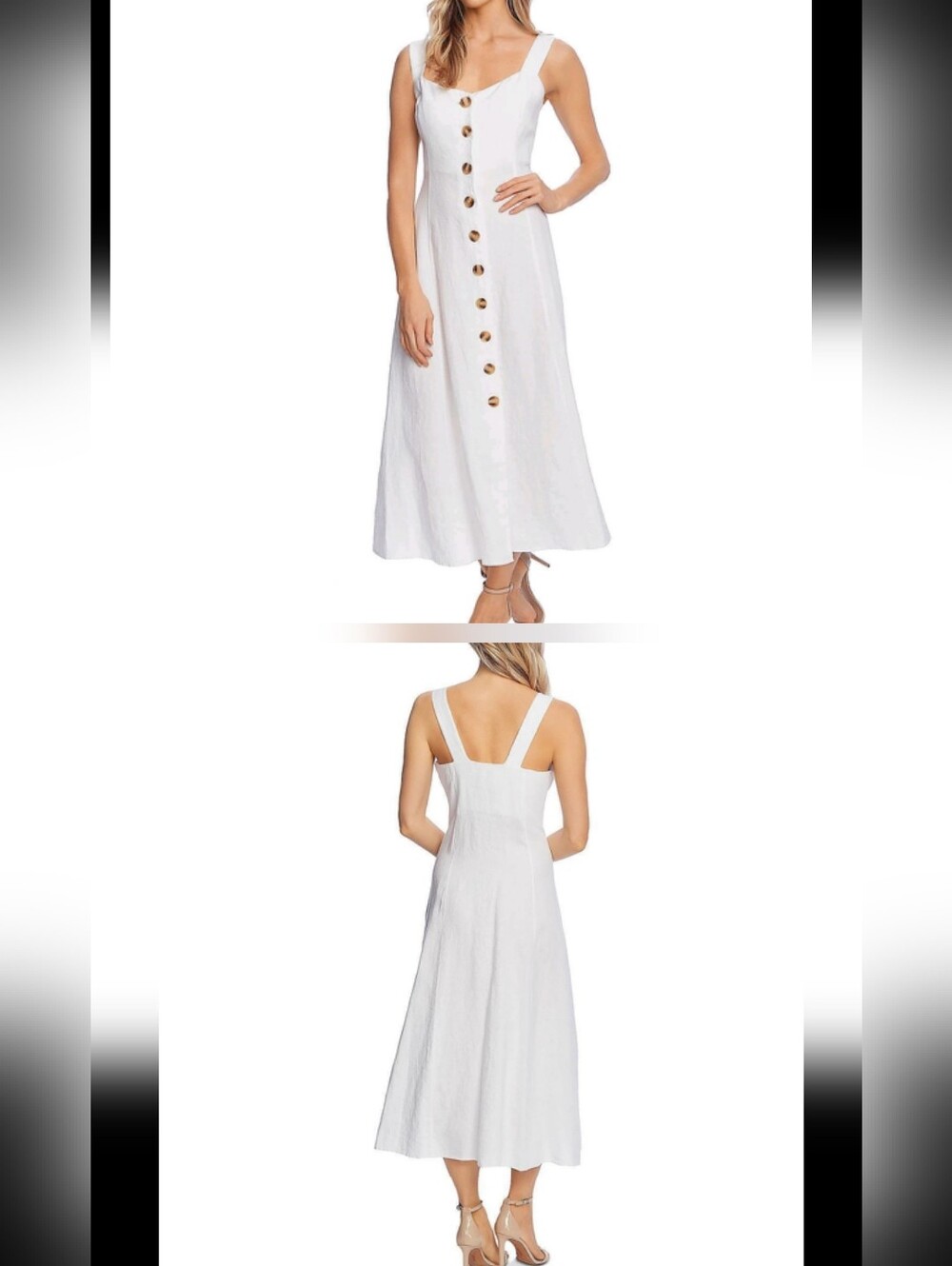 Vince Camuto, Womens Midi White Spring, Summer Vacation Fall Linen Dress Sz XL
